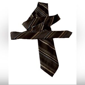 Ketch Classics Men's Necktie Vintage 90s, Brown & Blue Striped Pattern.￼
